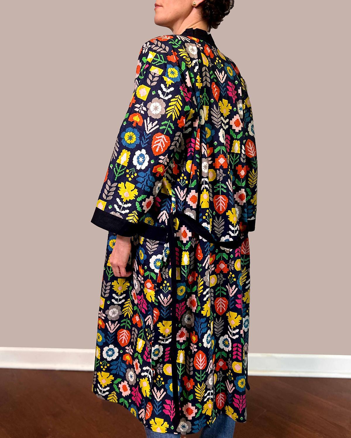 Txtile Lightweight Cotton Robe - Geo Garden Print