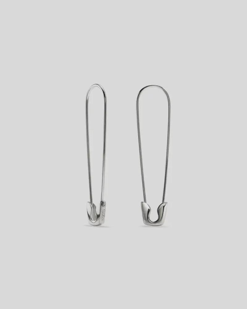 Perimade Minimalist Safety Pin Hoop Earrings in Sterling Silver