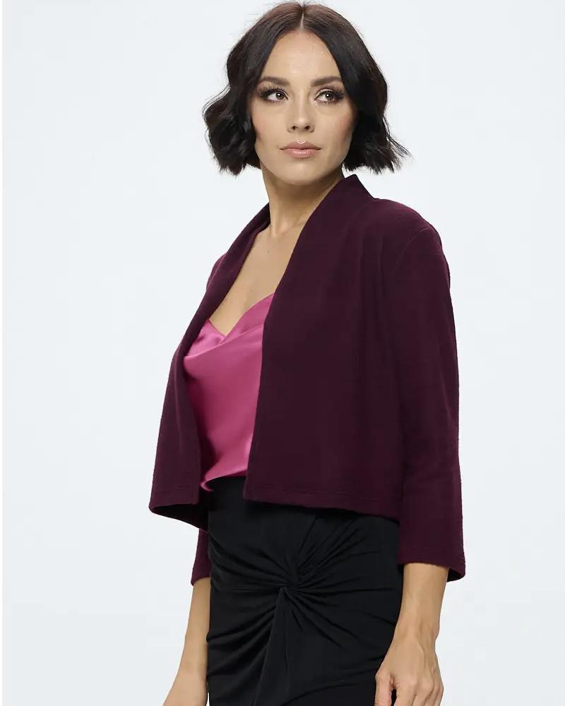 Renee C. Brushed Knit Bolero Cardigan in Raisin