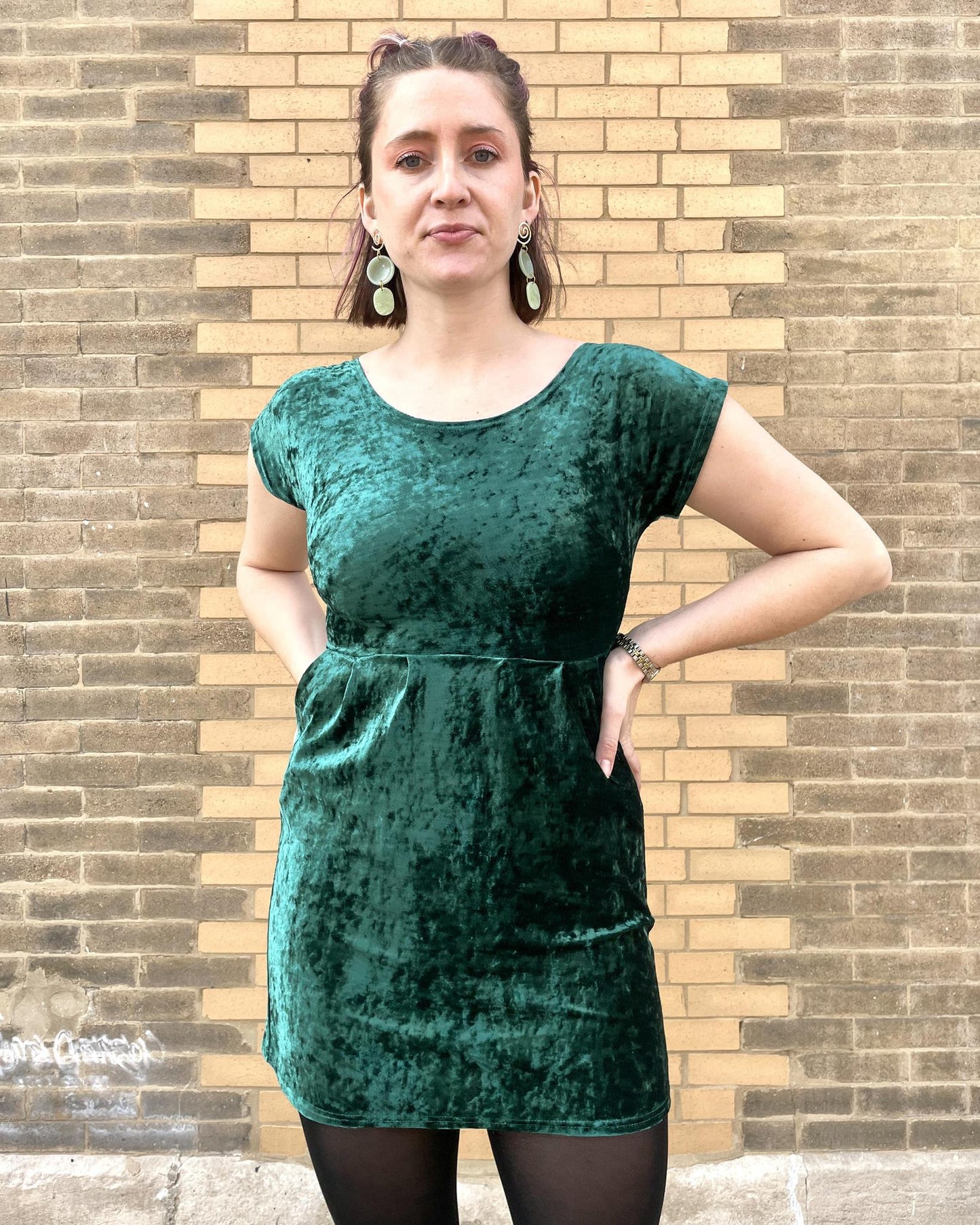 Frankie Four Peggy Dress Emerald Green Velvet - SALE - Last One - Size Small