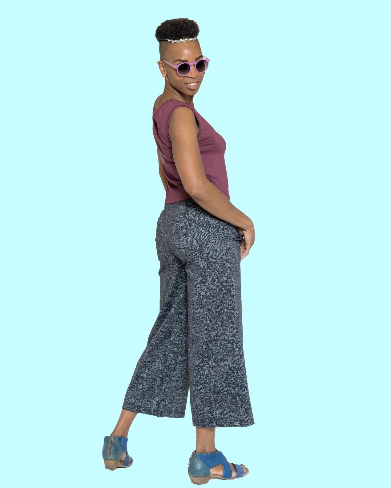 Squasht Henri Wide Leg Trousers (Cropped) Gray Speckles - SALE - Size XL