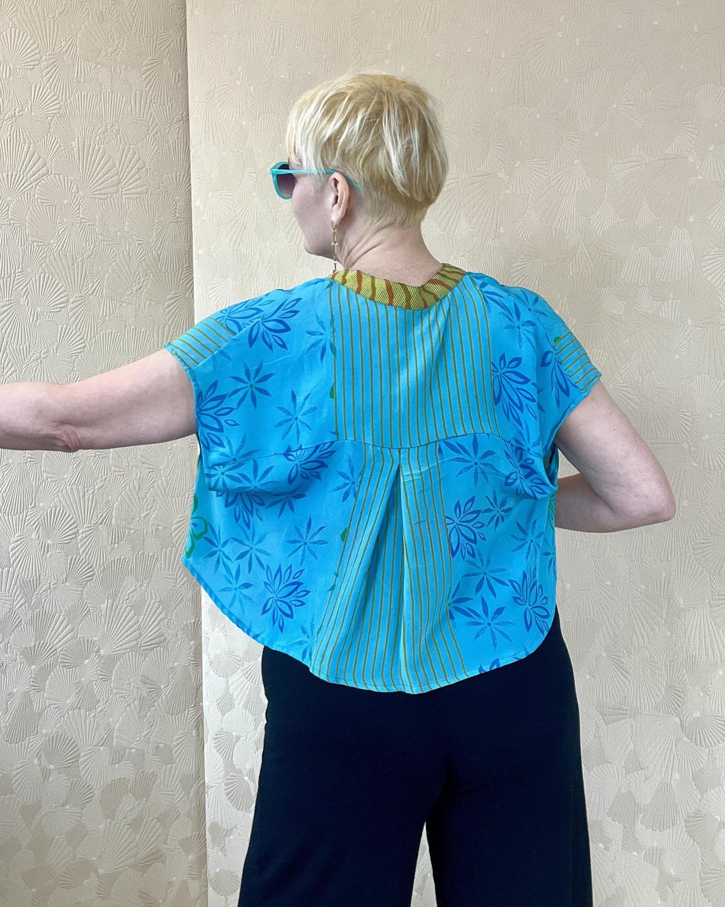 Indie Ella Indra Boho Silk Crop Top in Bermuda - SALE