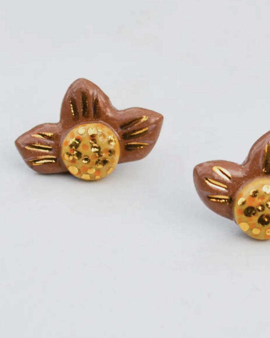 Lilikoi Project Light Terracotta Flower - Porcelain Stud Earrings