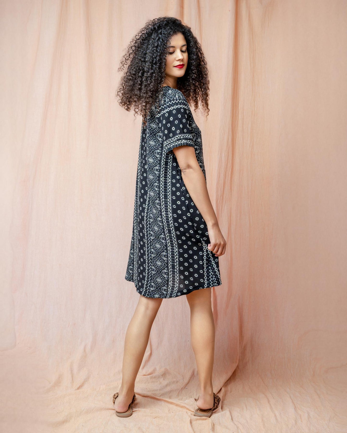 Squasht Winifred Dress in Black & White Bandana Print