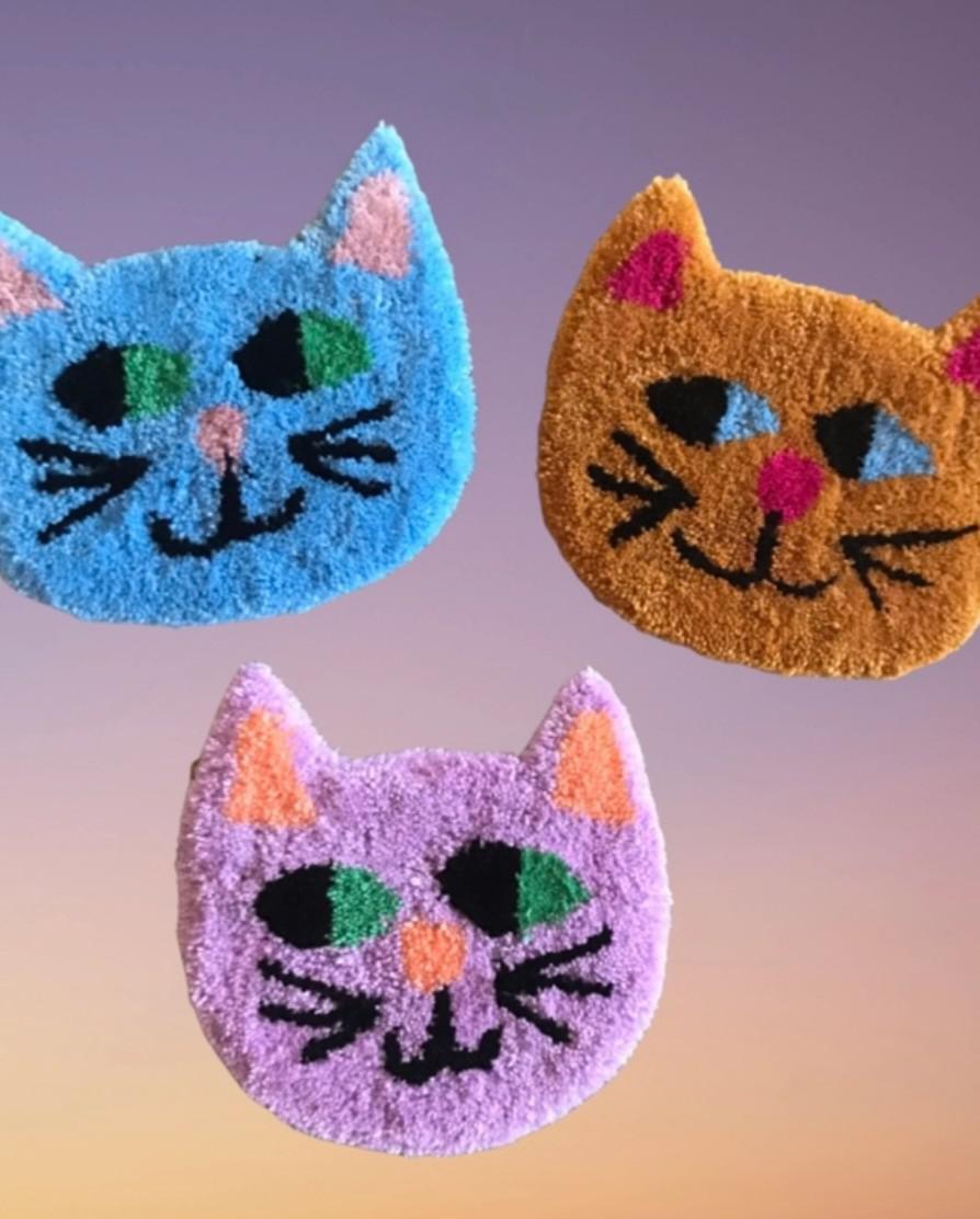 Hi Cutie Cat Wall Hanging in Orange