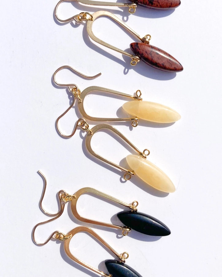 Michelle Starbuck Mahogany Obsidian Amulet Earrings