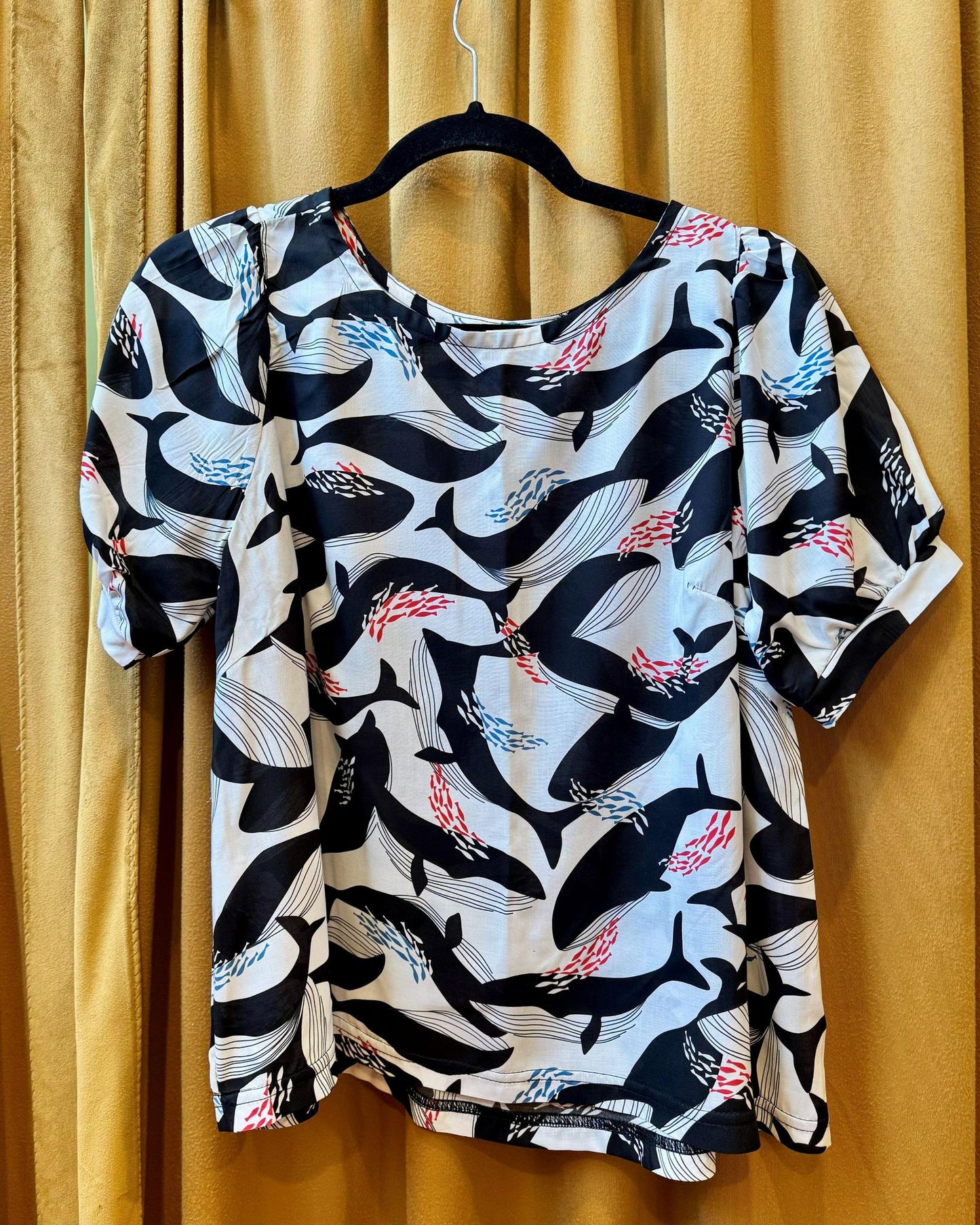 Squasht Puff Sleeve Top in Whales