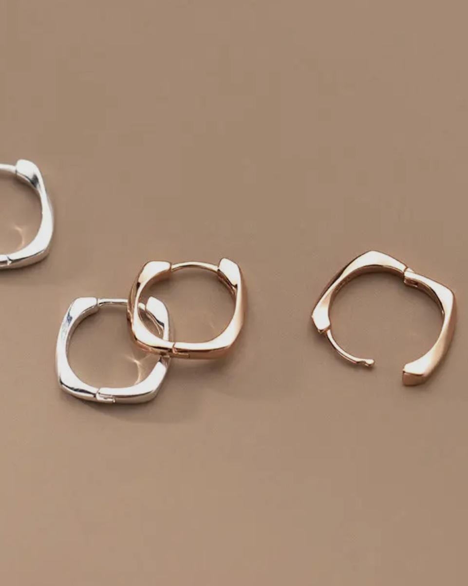 Perimade Minimalist Square Cuff Hoop Earrings in Rose Gold