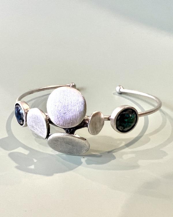 Pajaro Negro Circles and Double Abalone Shell Bracelet