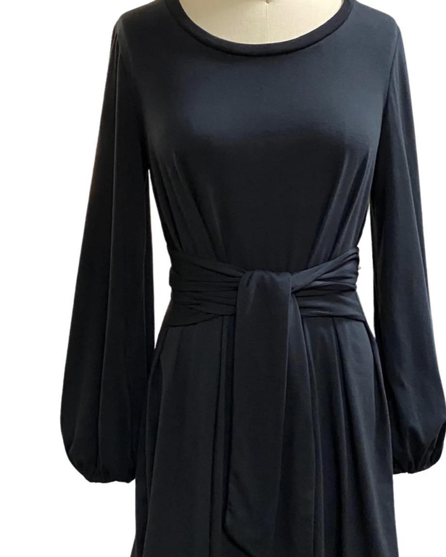 Yellowcake Long Sleeve Peplum Wrap Dress Black - SALE - LAST ONE - size XS/S
