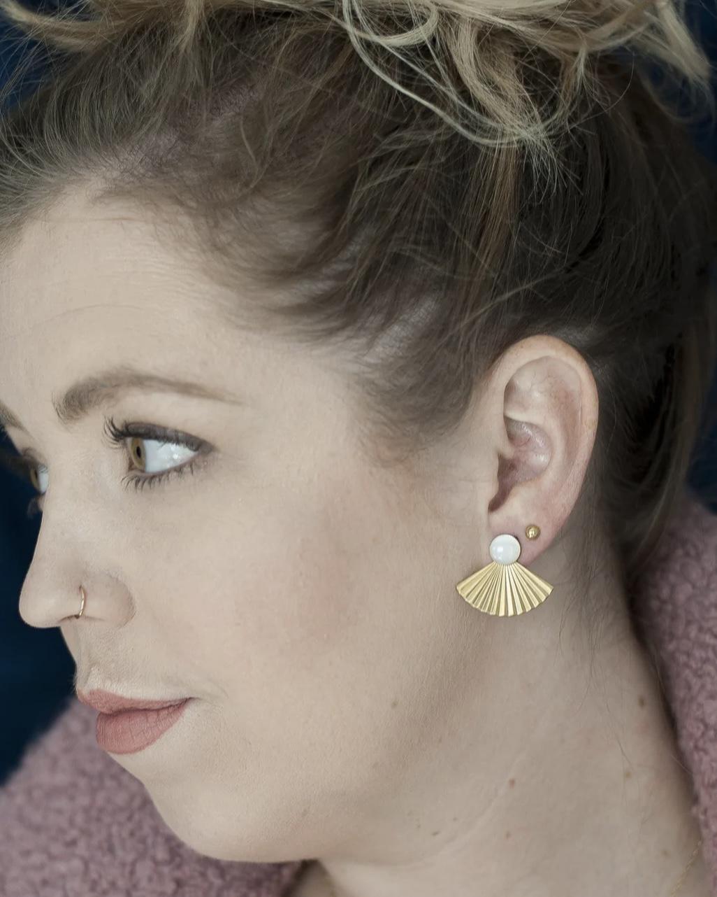 Michelle Starbuck Pleat Jacket Earrings Mother of Pearl