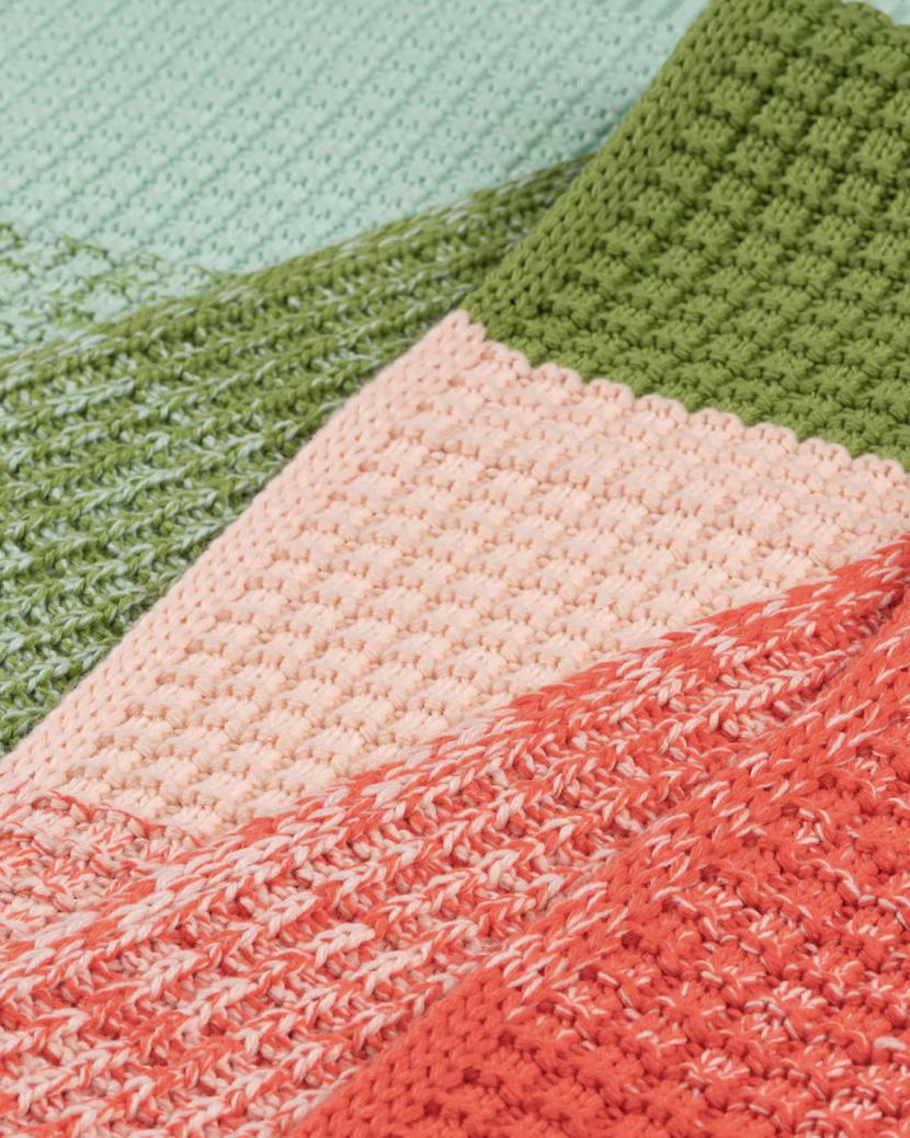 Verloop Sunrise Sunset Waffle Scarf - Blush & Green - SALE