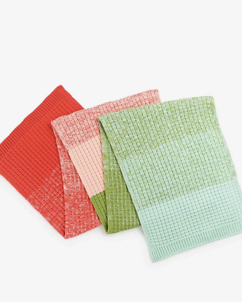 Verloop Sunrise Sunset Waffle Scarf - Blush & Green - SALE