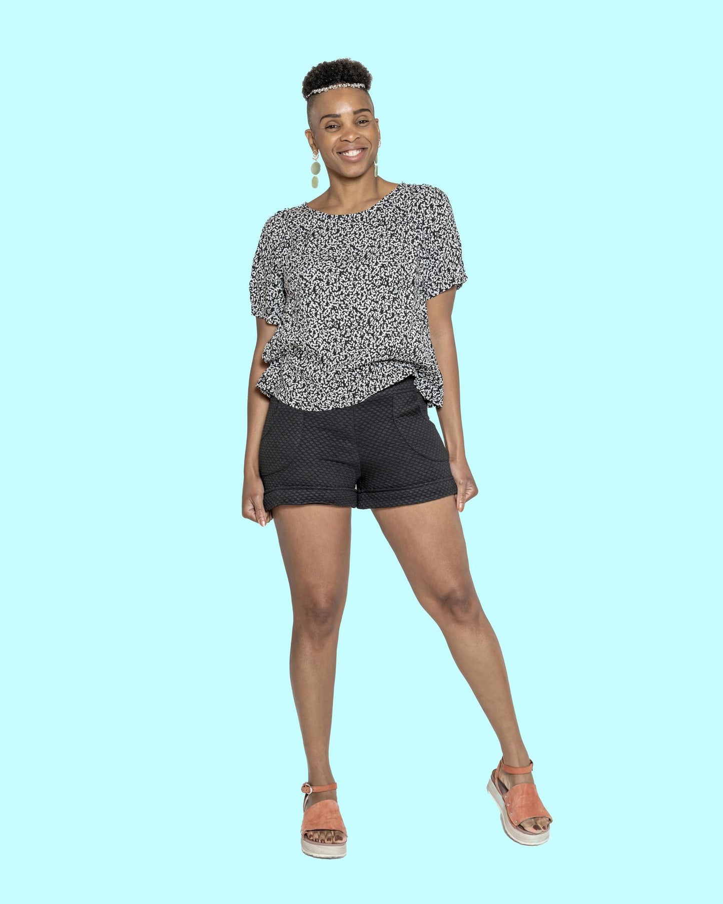 Squasht Short Shorts in Black with Textured Dots