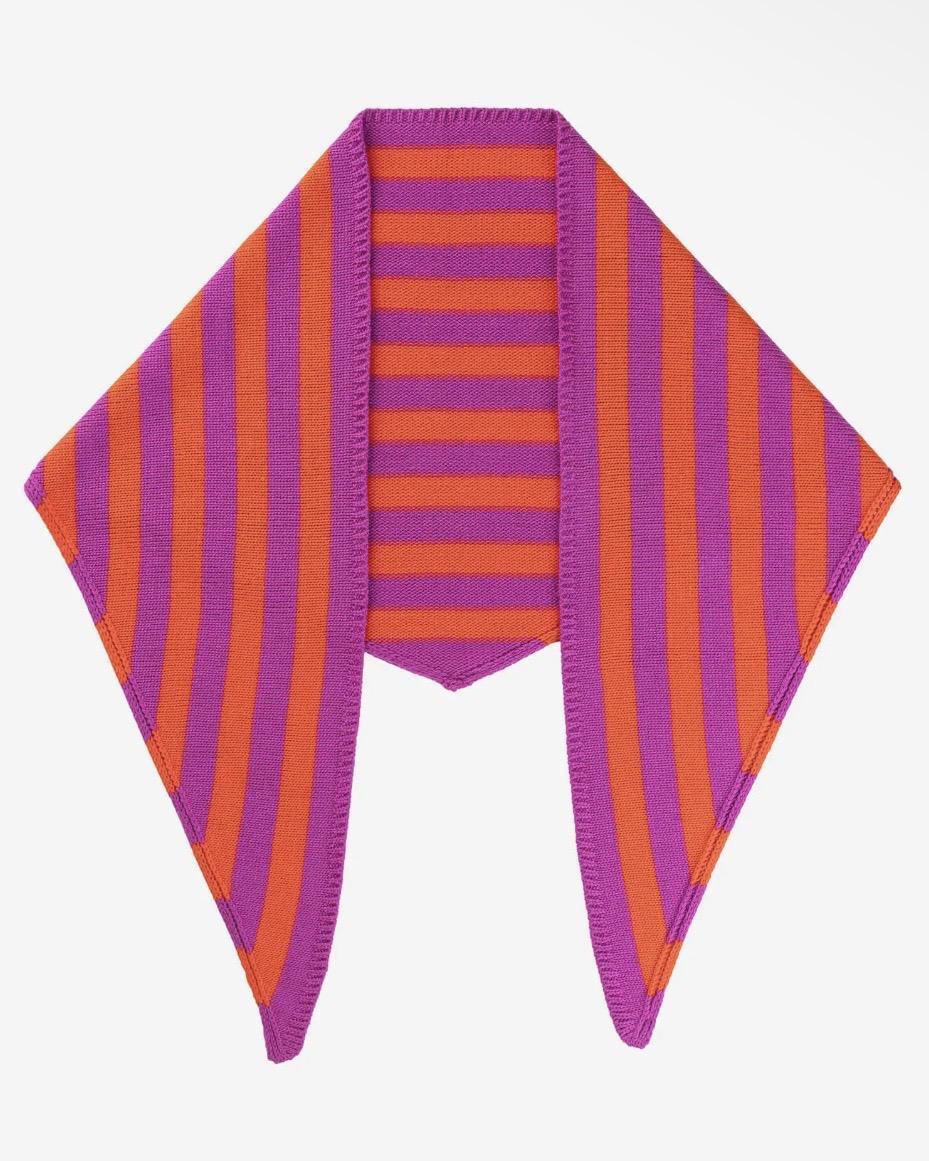Verloop Simple Stripe Triangle Scarf in Poppy Magenta