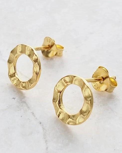 Sosie Designs Gold Hammered Circle Studs