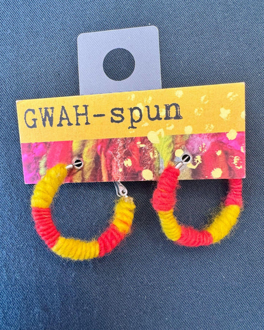 GWAH-spun Hoop Earrings - Small Red & Yellow