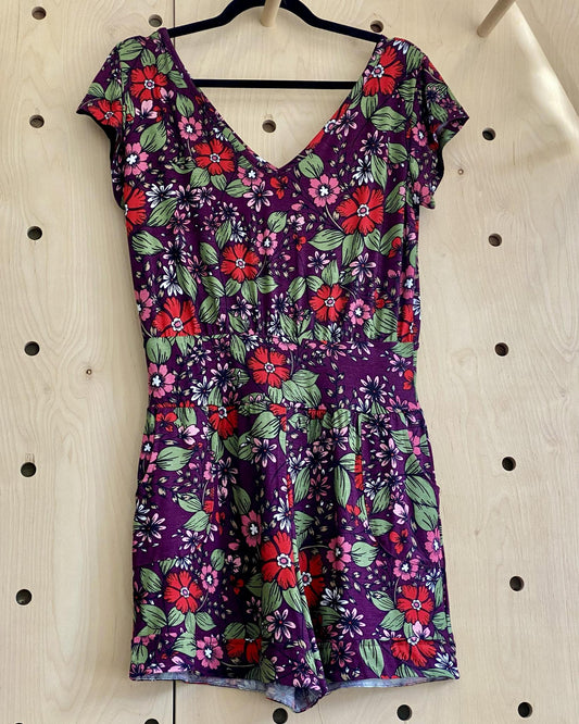 Squasht Shorts Romper in Petal Party - Berry