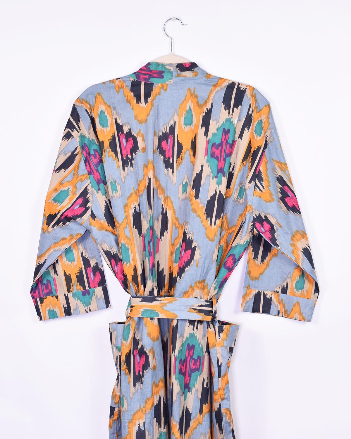 Txtile Lightweight Cotton Robe - Lavender Ikat