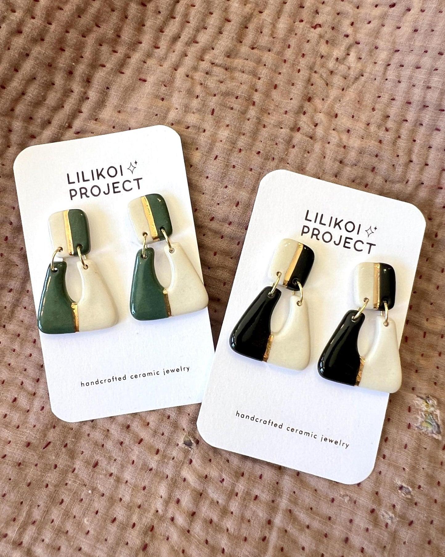 Lilikoi Project Mod Drop Earrings Black and White