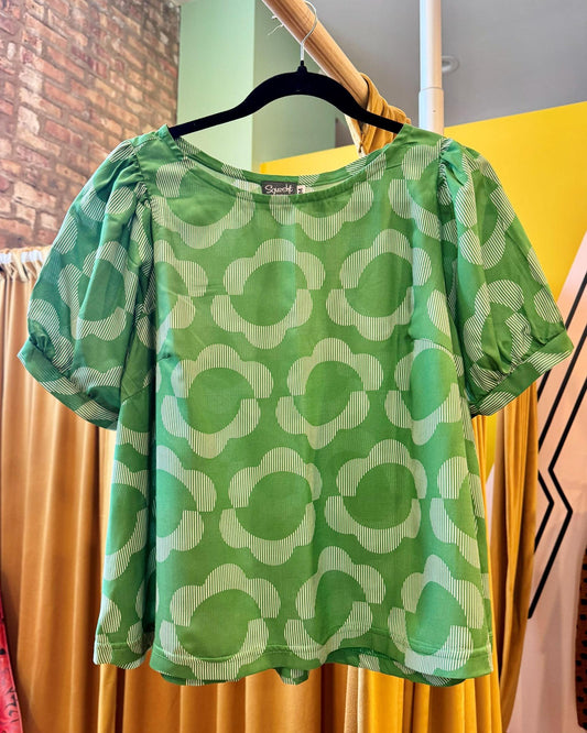 Squasht Puff Sleeve Top in Green Floral