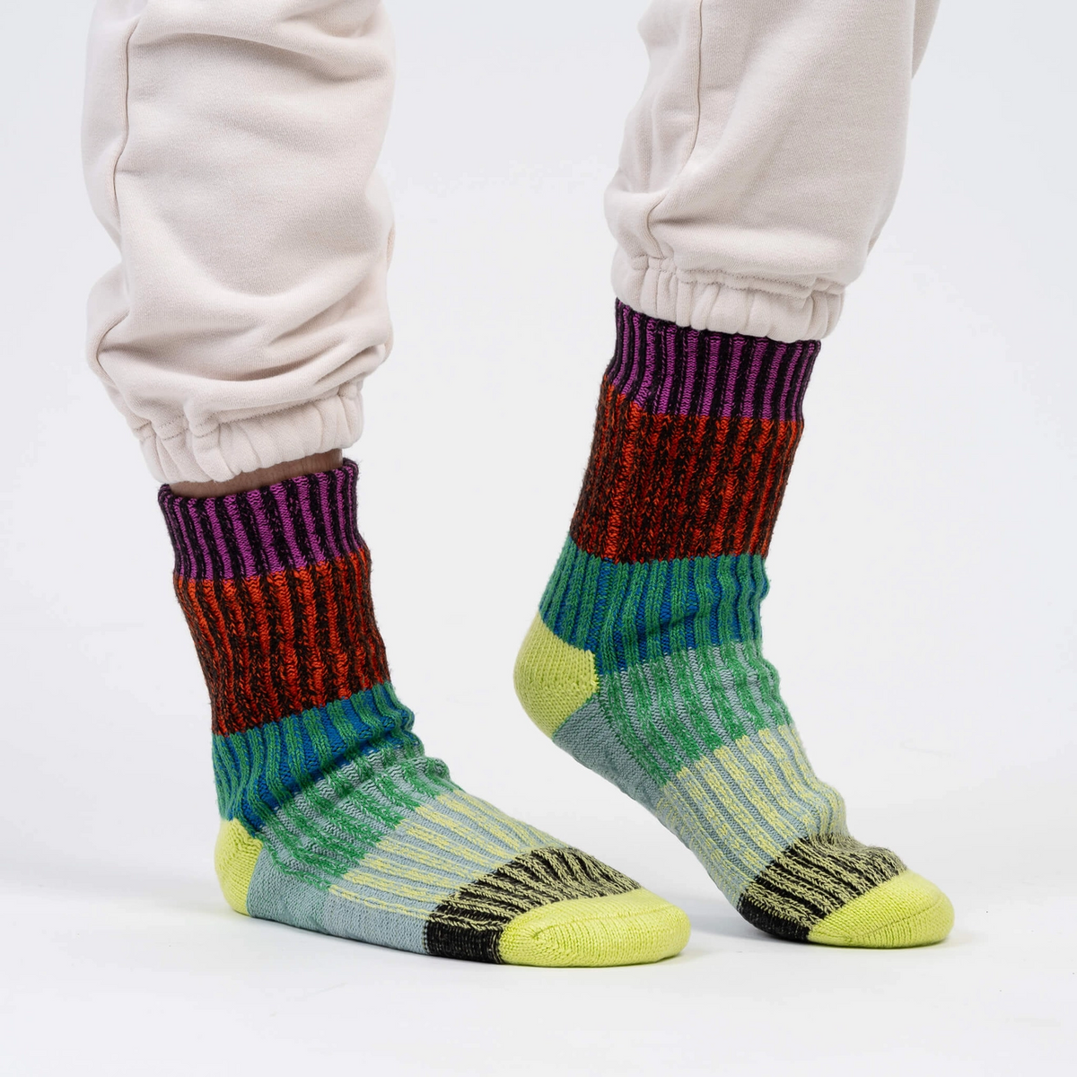 Verloop Mosaic House Socks in Lime Cobalt