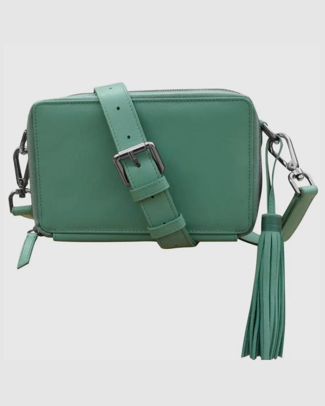 ili Leather Double Camera Bag -Turquoise