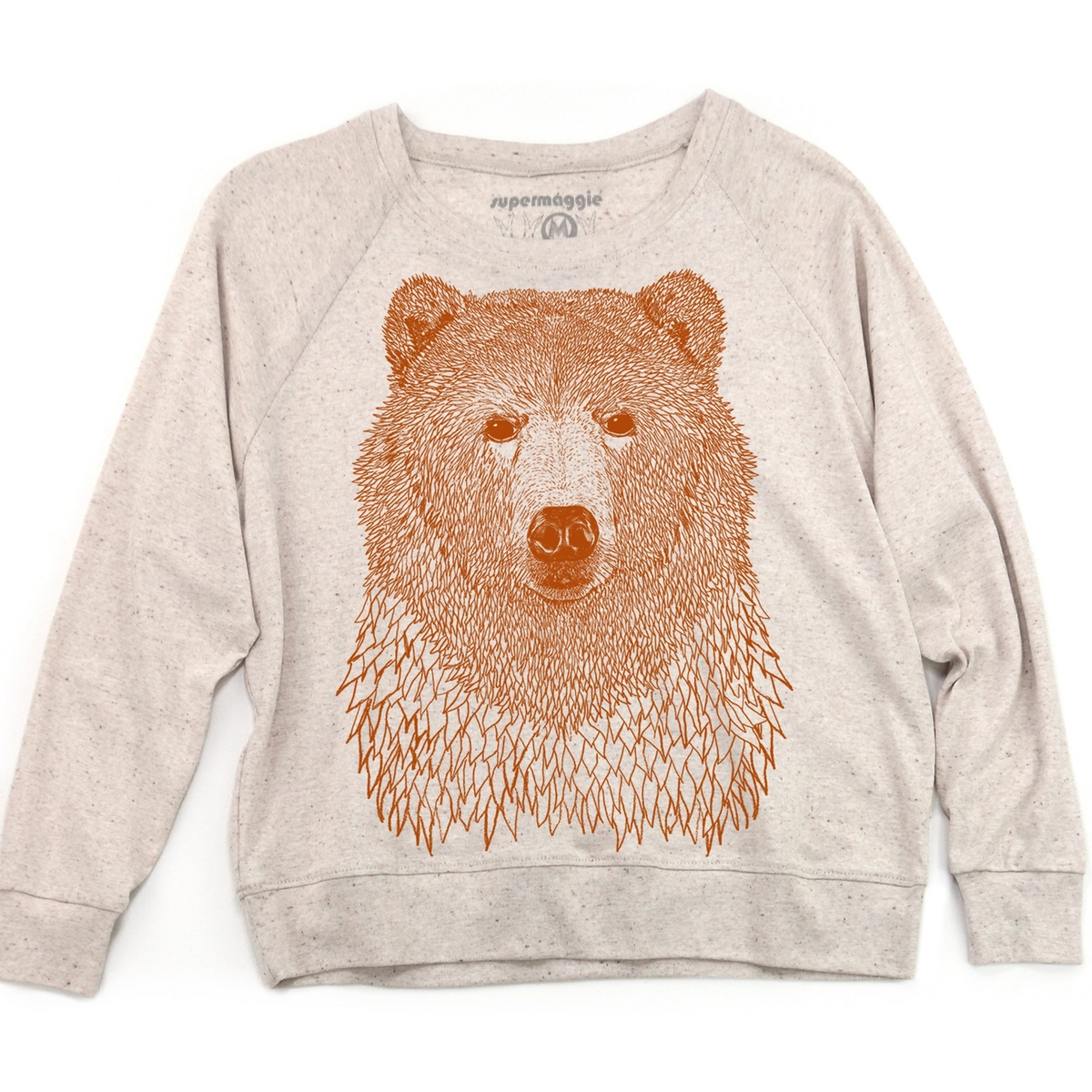 Supermaggie Bear Tri Blend Pullover in Oatmeal