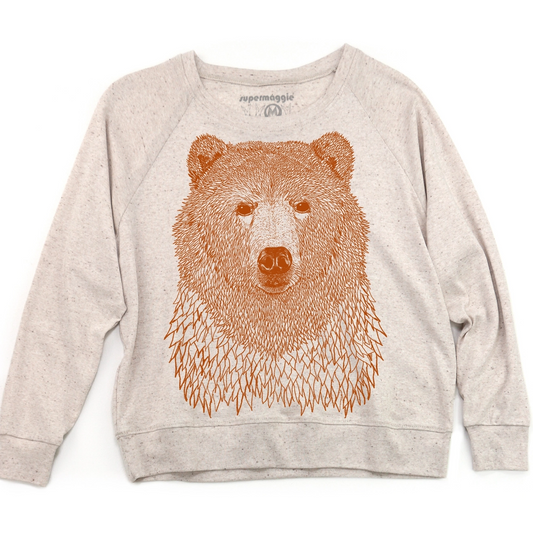 Supermaggie Bear Tri Blend Pullover in Oatmeal
