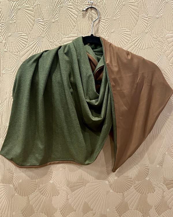 Squasht Triangle Scarf Jersey Heathered Olive and Toffee
