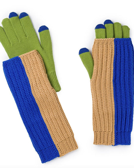 Verloop Chunky Colorblock 2-in-1 Gloves Cobalt