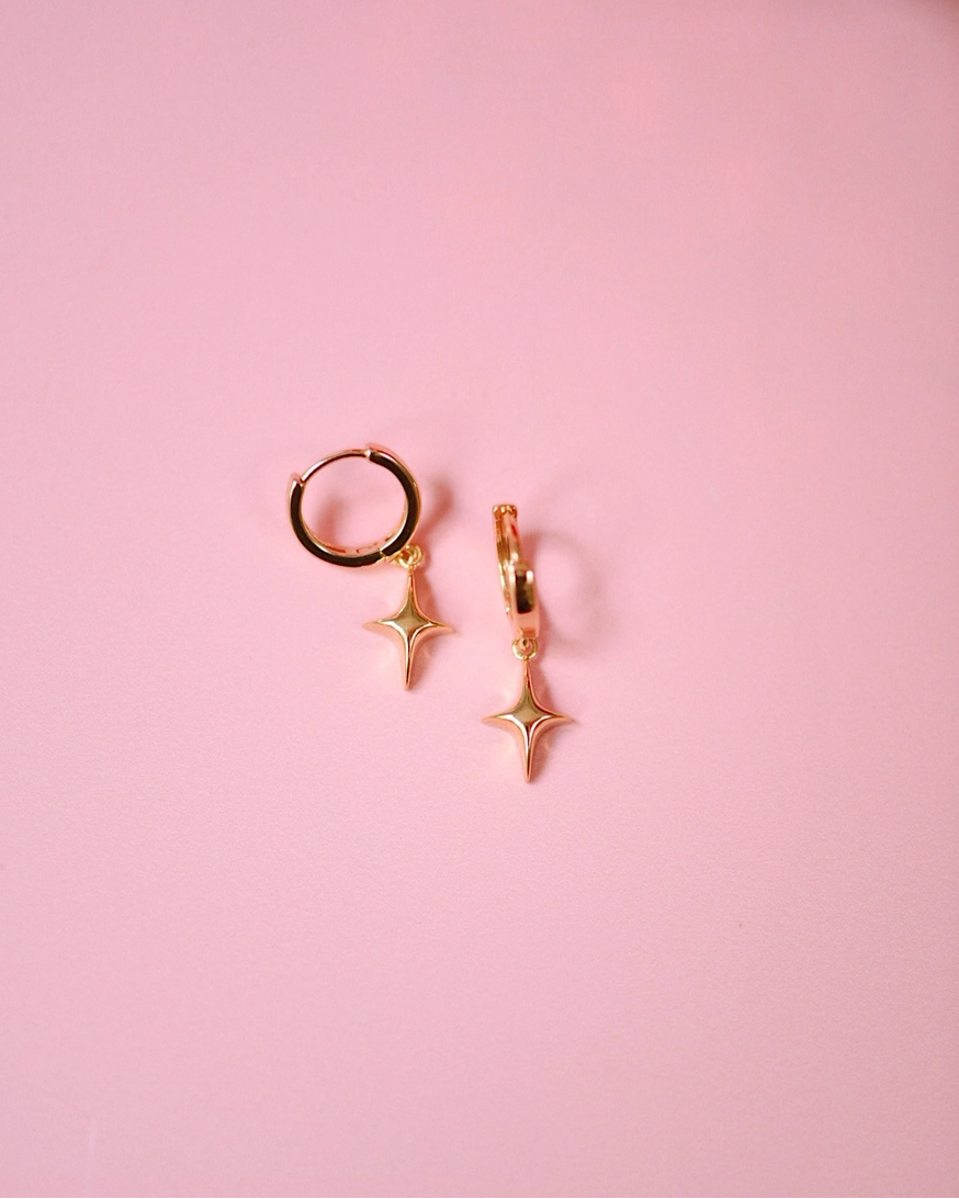 Golden Hour Selene Star Huggie Earrings in Gold & Silver
