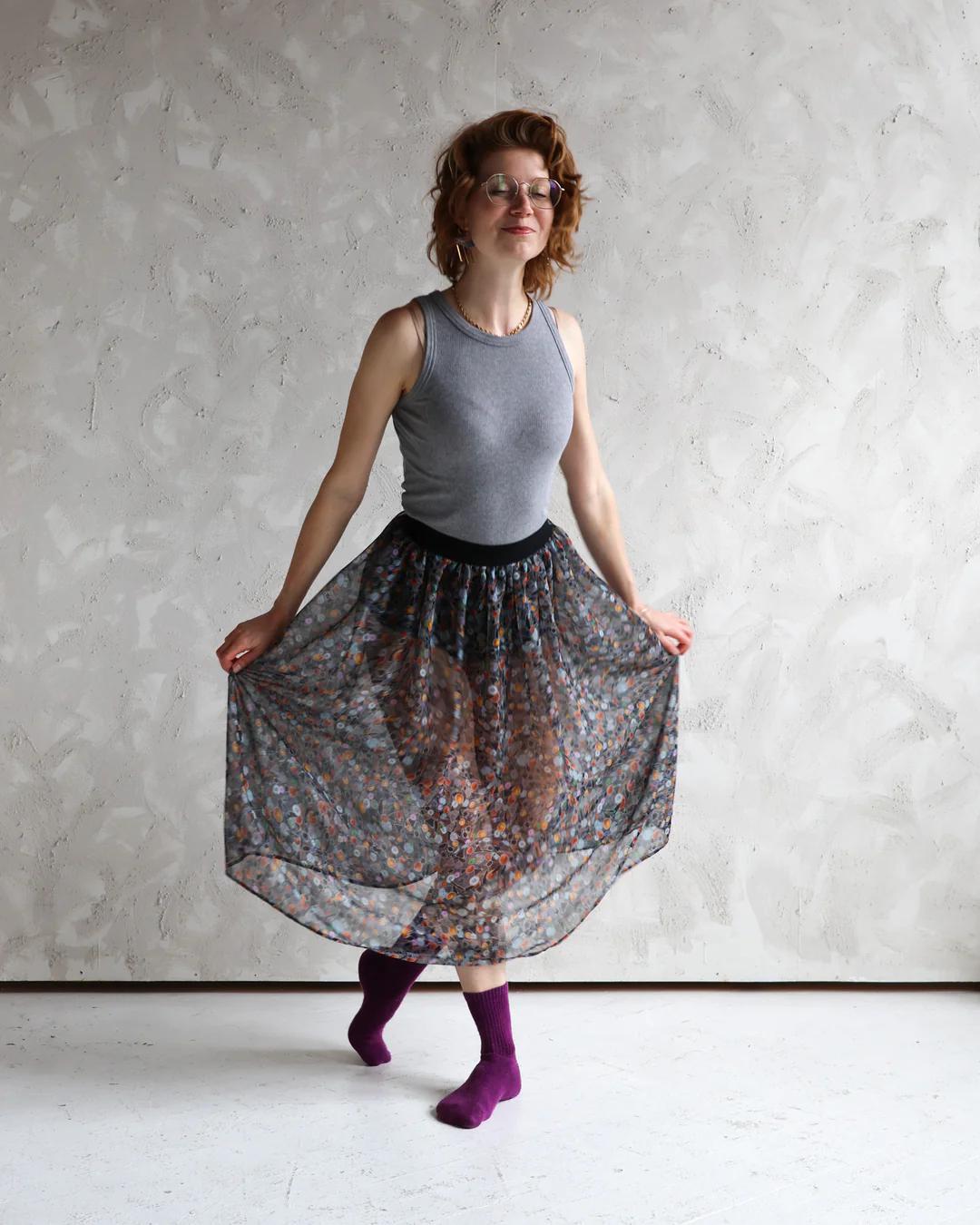 Wulfka Pavlova Sheer Skirt with Sewn-In Bloomers