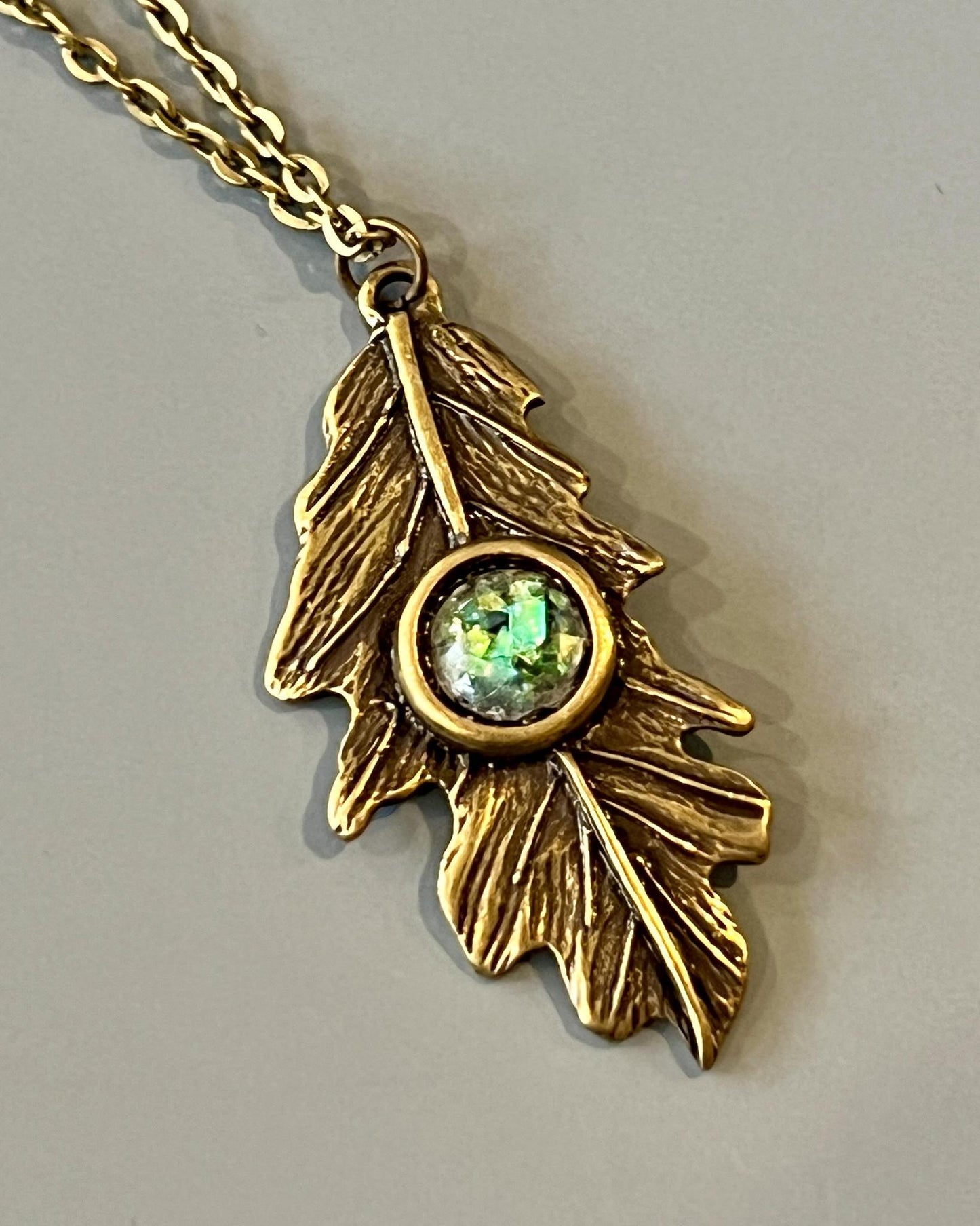 Pajaro Negro Leaf with Abalone Shell Necklace