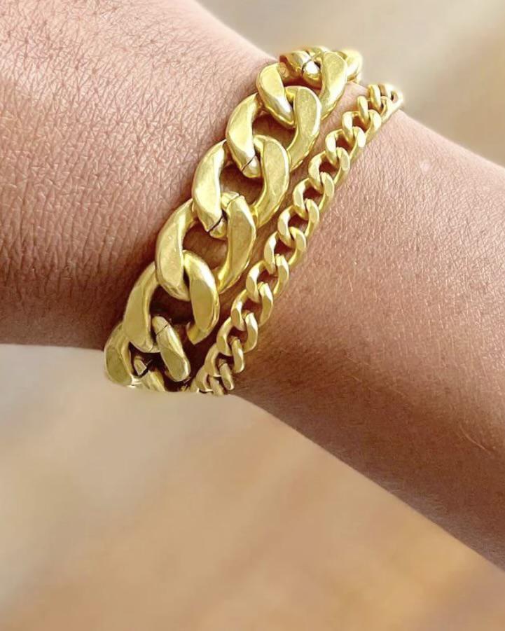 David Aubrey Gold Chain Double Chunk Bracelet