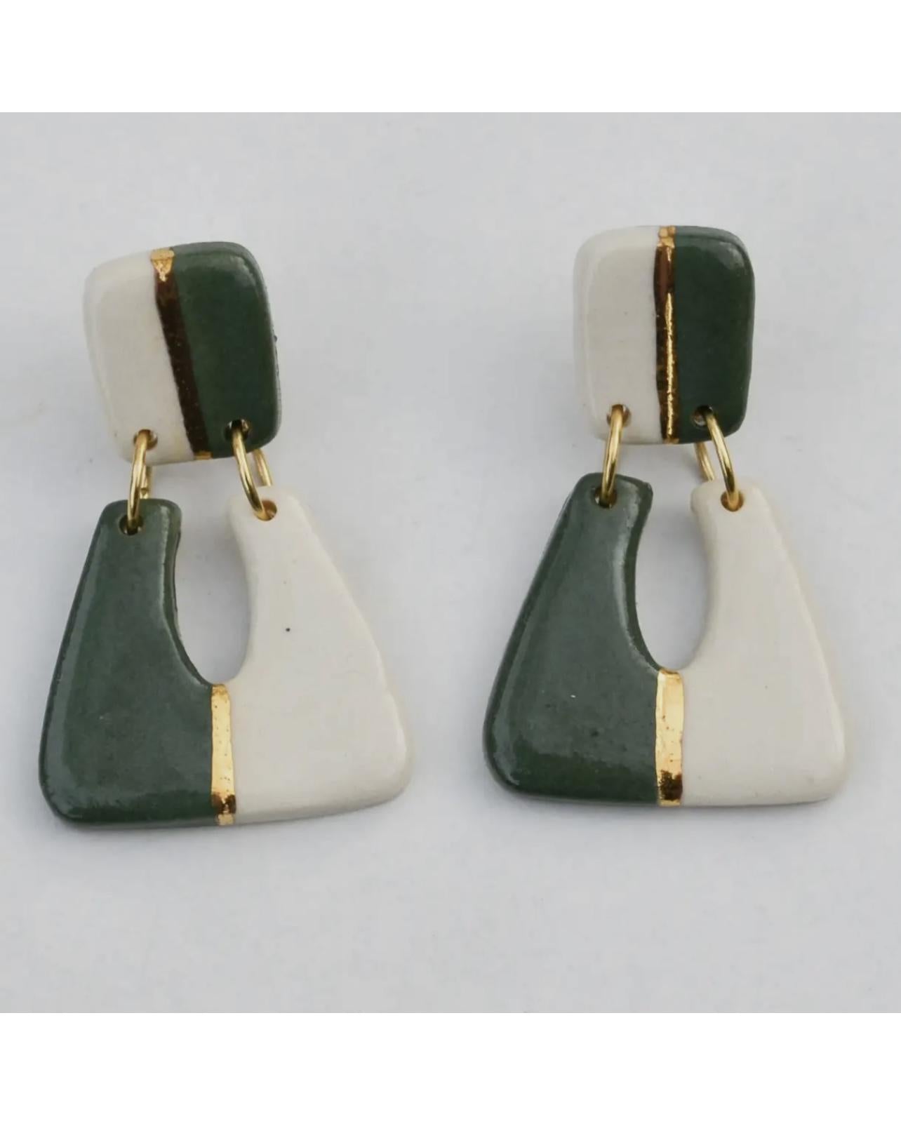 Lilikoi Project Mod Drop Earrings Forest Green