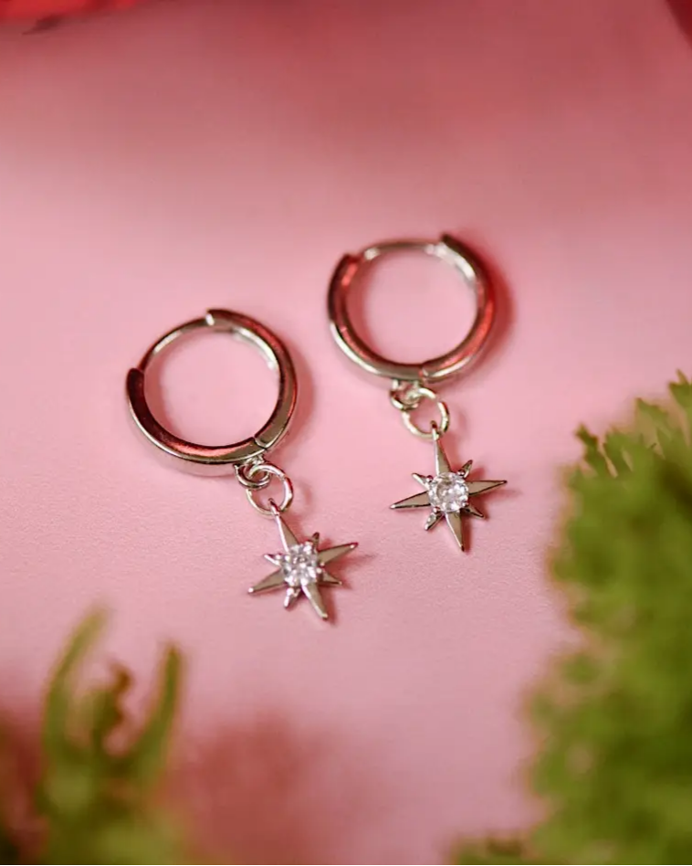 Golden Hour Astraea Star Huggie Earrings in Gold & Silver