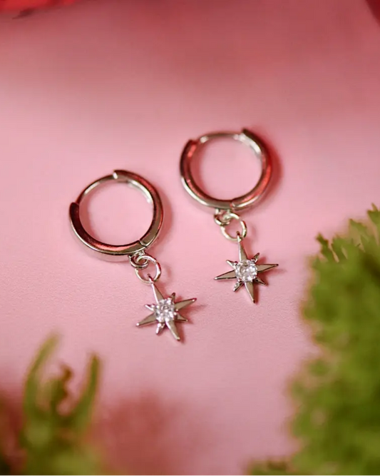 Golden Hour Astraea Star Huggie Earrings in Gold & Silver