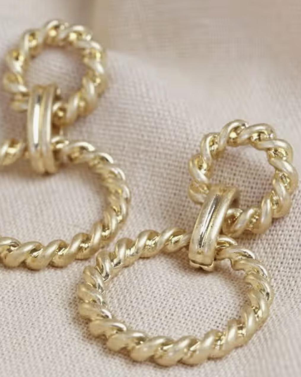Lisa Angel Statement Antique Effect Gold Rope Drop Earrings
