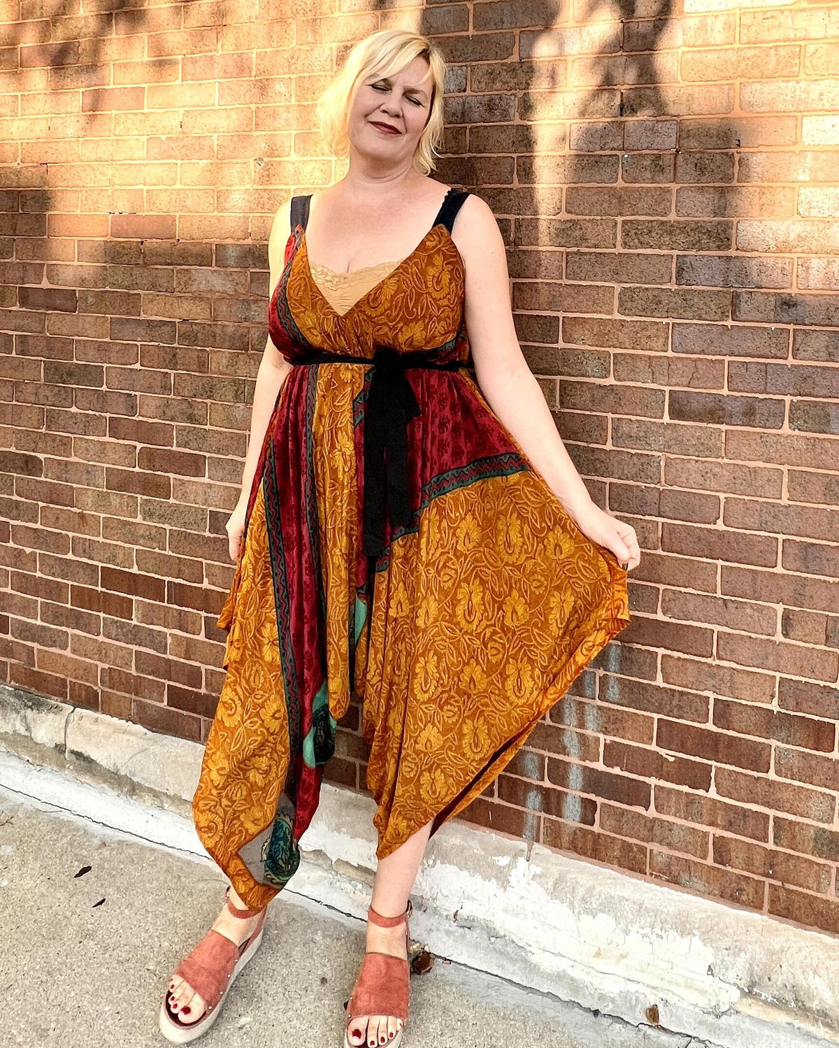 Indie Ella Zatanna Boho Silk Jumpsuit in Buena Tierra