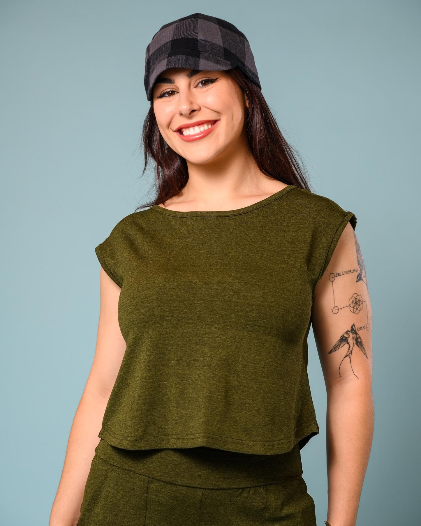 Squasht Croppish Tee in Deep Olive Green