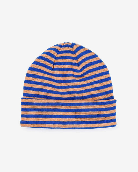 Verloop Simple Stripe Beanie Hat in Peach Cobalt