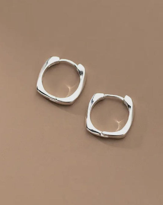 Perimade Minimalist Square Cuff Hoop Earrings in Sterling Silver