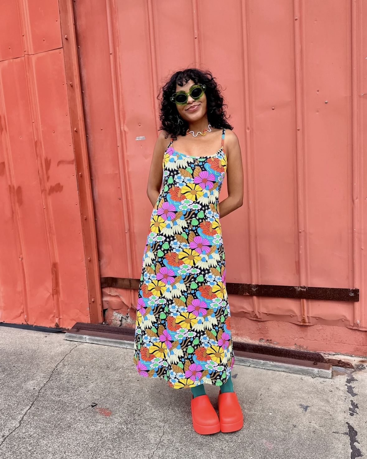Nooworks Spaghetti Slip Dress in Cosmic Floral