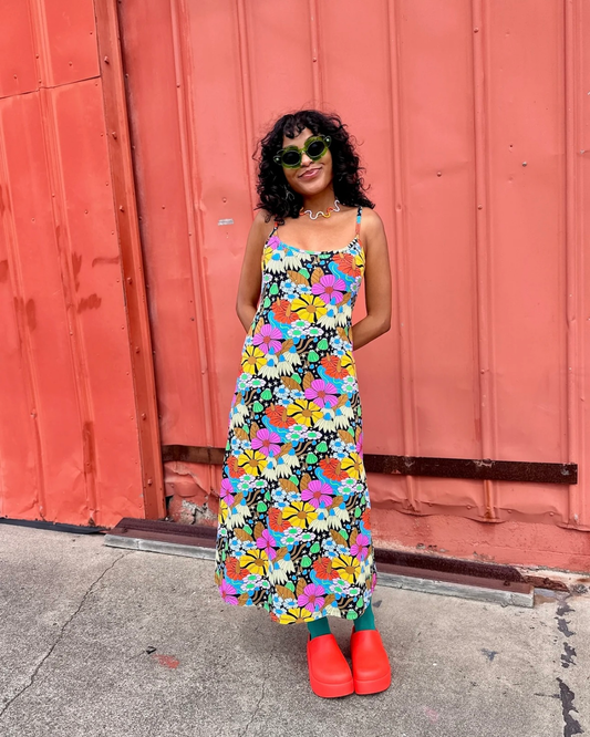 Nooworks Spaghetti Slip Dress in Cosmic Floral