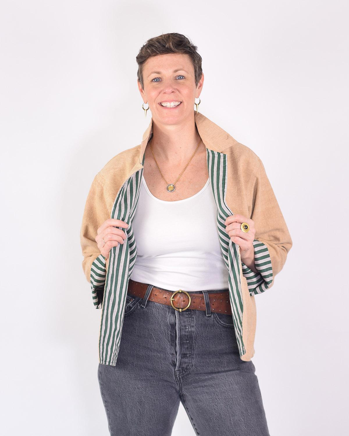 Txtile Dusty Taupe Lightweight Garden Motif Canvas Embroidered Jacket