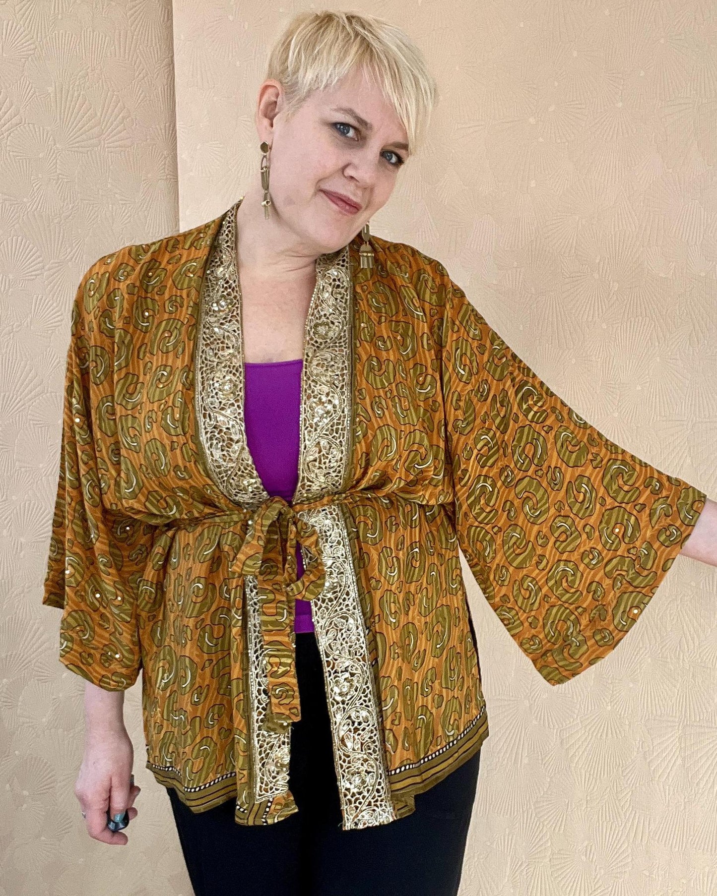 Indie Ella Ashoka Silk Robe in Queen Jaguar