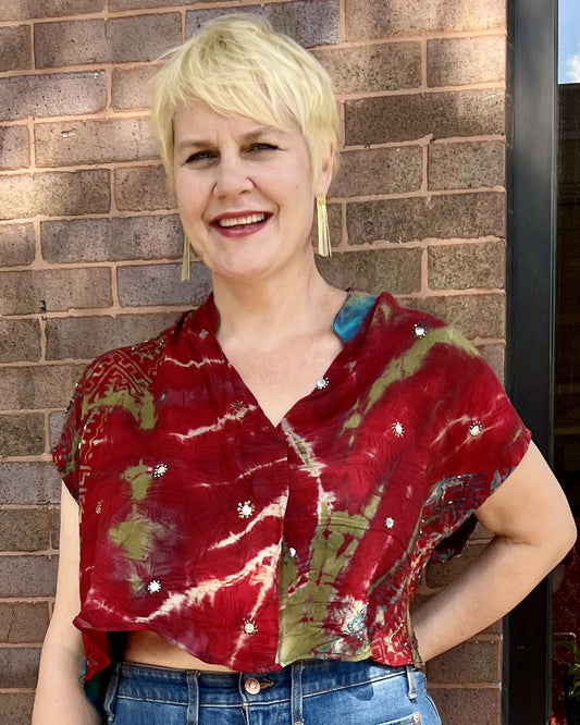 Indie Ella Indra Boho Crop Top in Dragons Breath