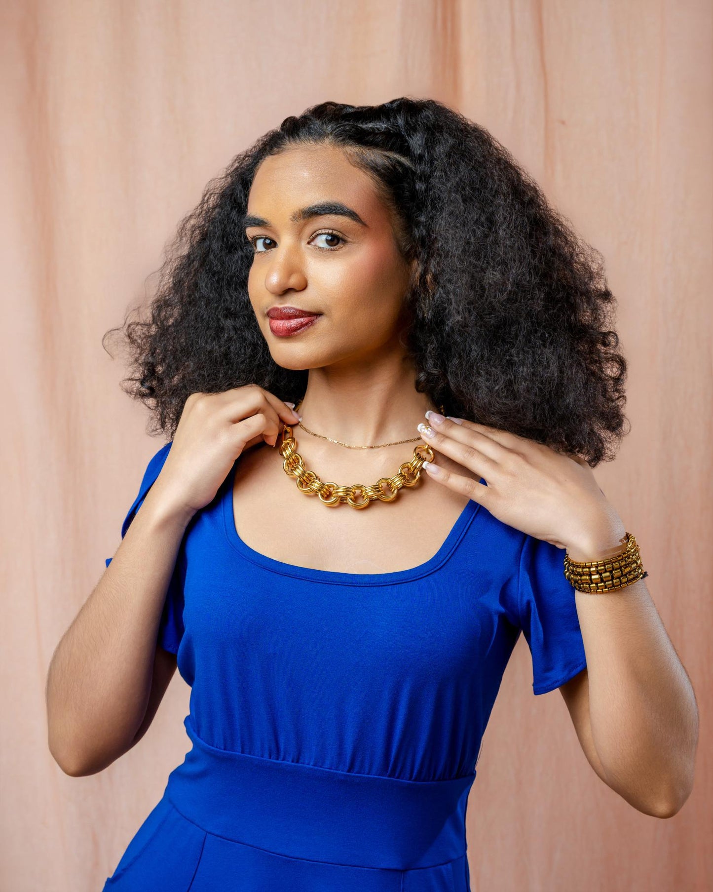 Squasht Petal Sleeve Dress in Sapphire Blue