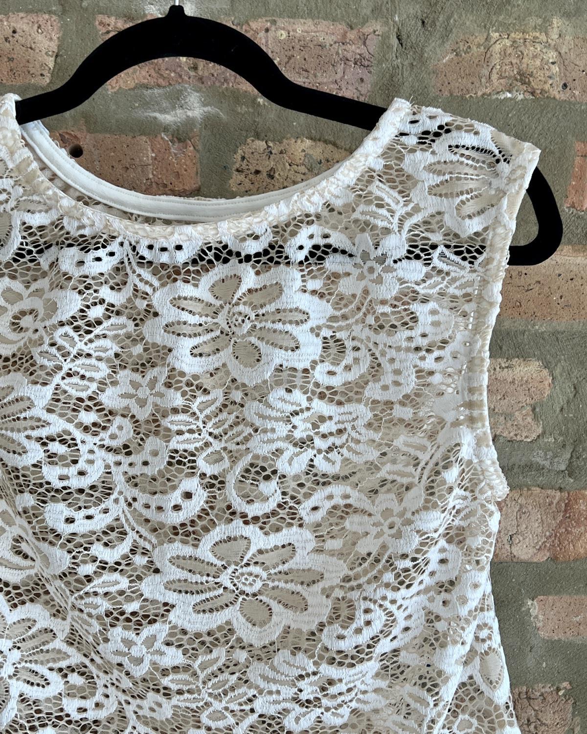 Squasht Flora Shell Top in Cream and Ivory Lace - SALE - Last One - Size XS - Final Sale